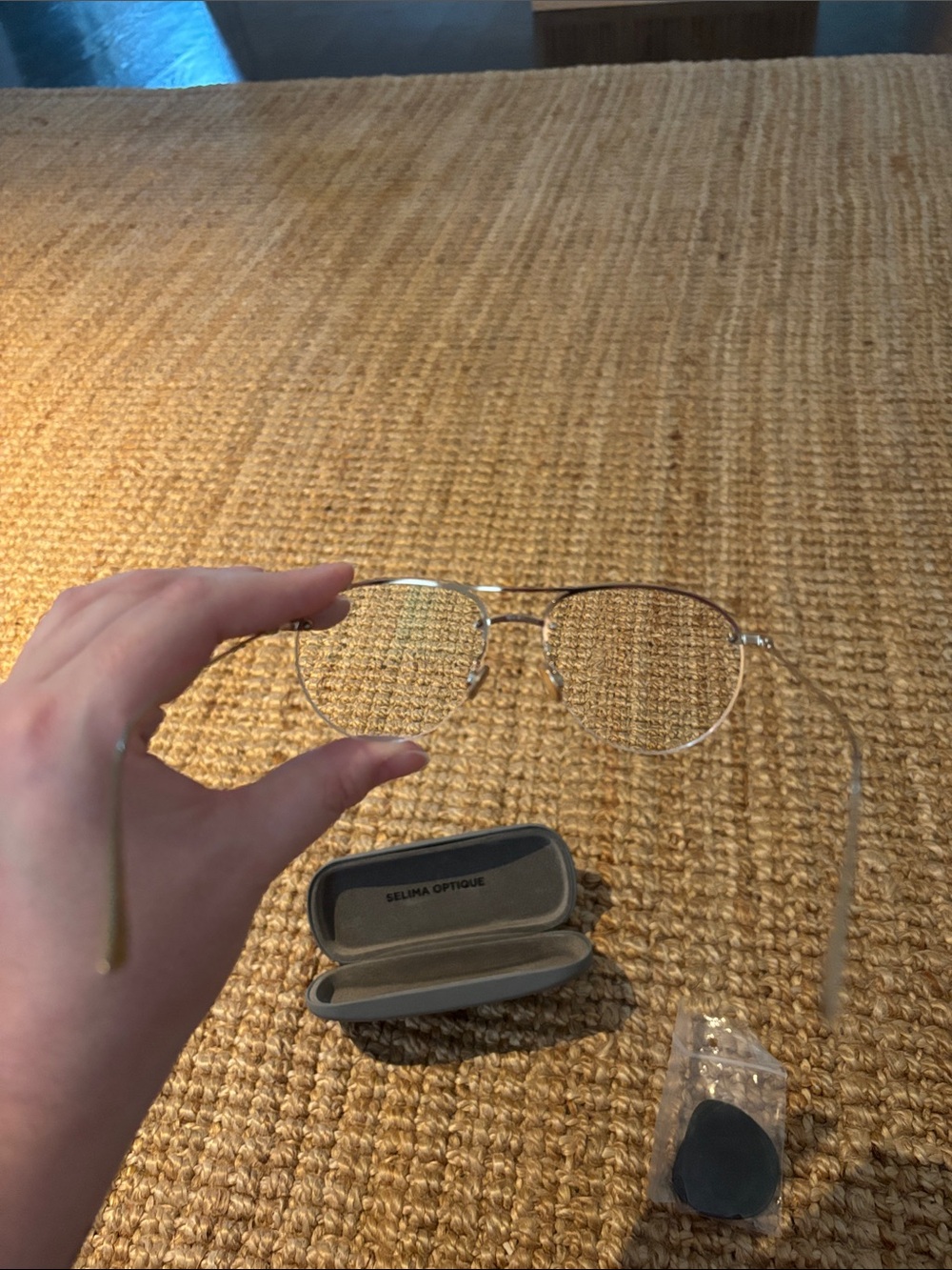 Selima Optique Gold Rimless Eyeglasses - Picture 5 of 7